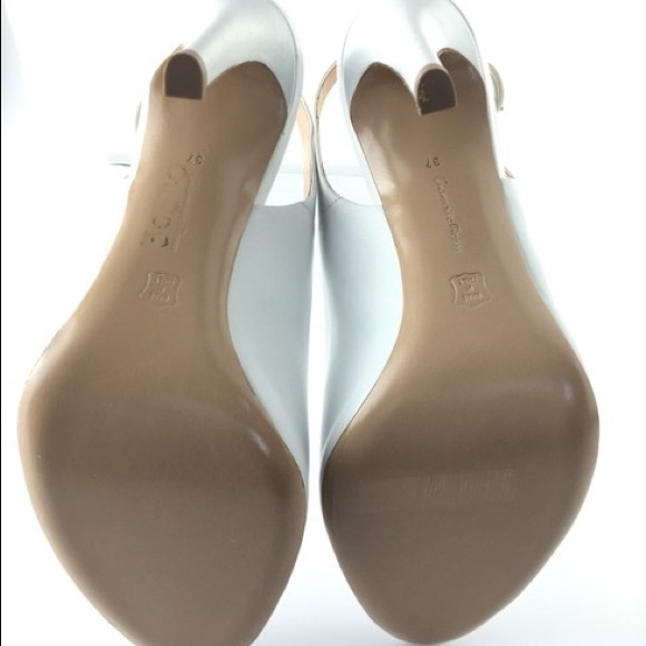 Gianvito Rossi White Leather Peep Toe sling back pumps size 37 - Picture 3 of 8